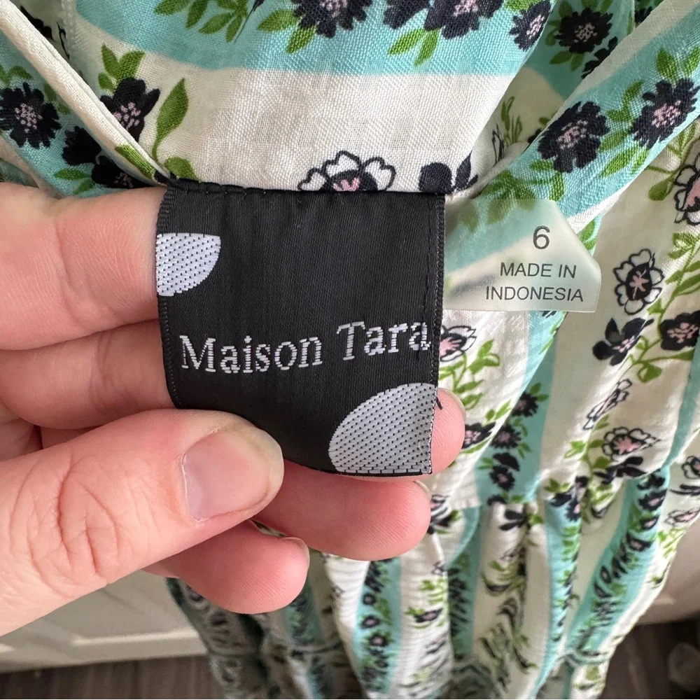 Maison Tara floral lined midi dress size 6 - Picture 4 of 10